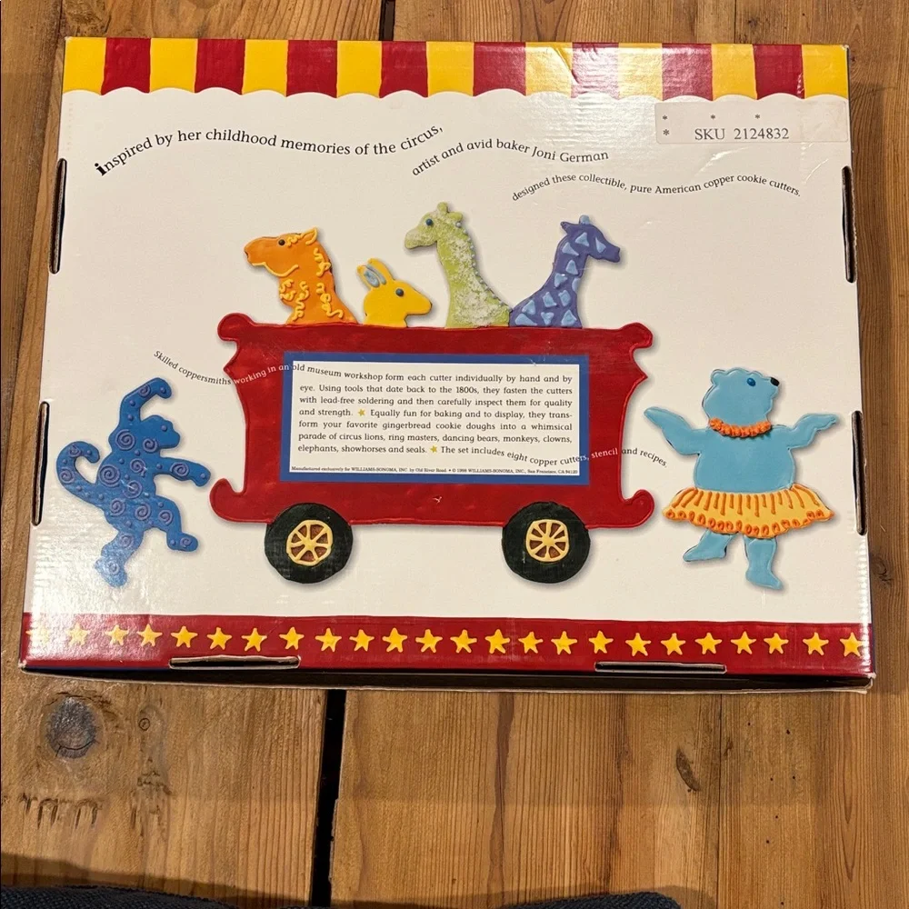 New! WILLIAM SONOMA Circus Theme Copper Cookie Cutter Set/9 In Box